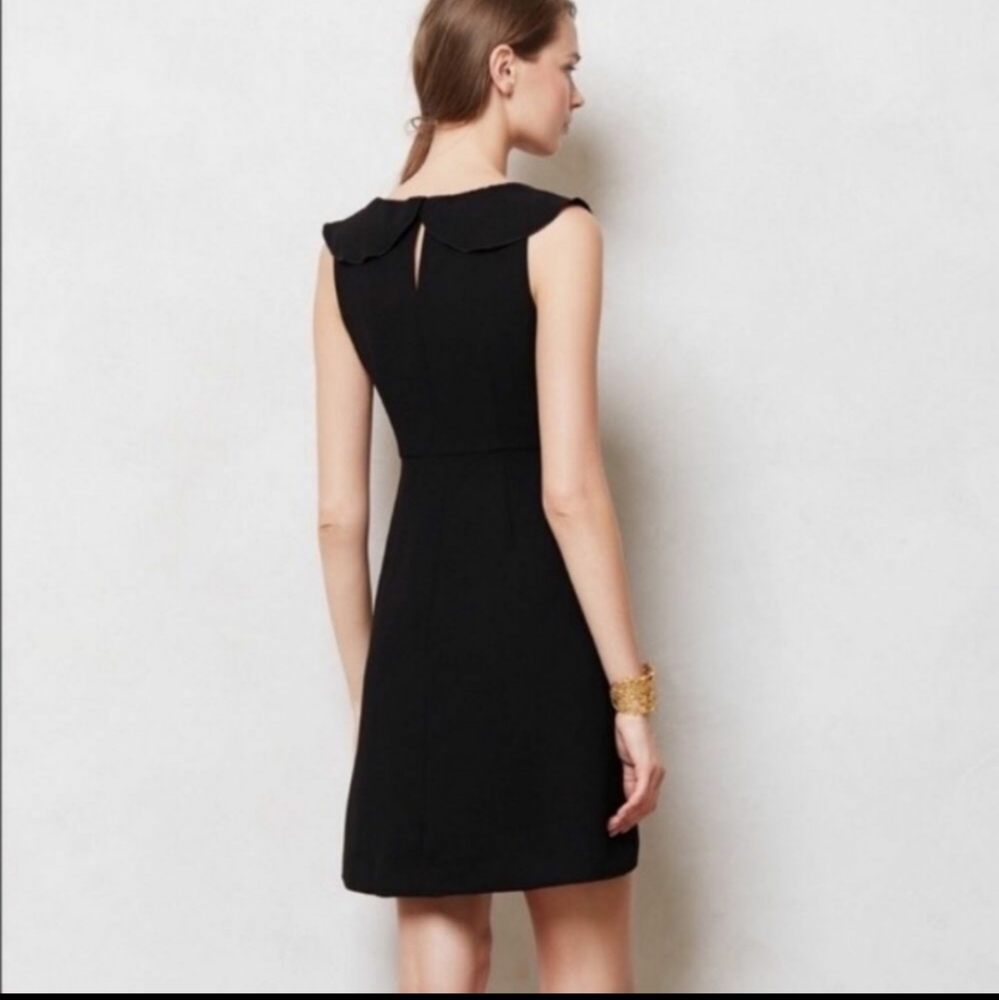 Anthro Leifsdottir Black Ruffle Tie v neck Dress